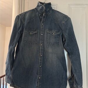 Old Navy Button-Front Denim Western Shirt in Faded Blue